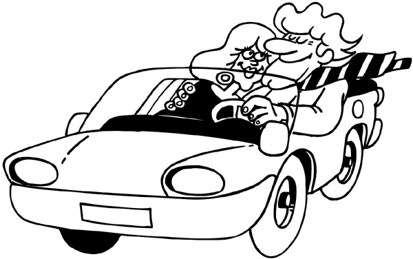 Cuddling in a convertible vinyl decal. Customize on line.      Autos Cars and Car Repair 060-0375  